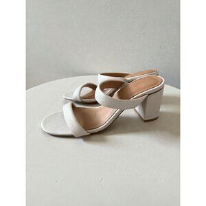 SOLUDOS White Leather Block Heels Sandals Size 7.5